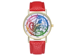 Reloj Analógico Zodiaco Unisex Cuero Pu Reloj De Pulsera Ocio Rojo