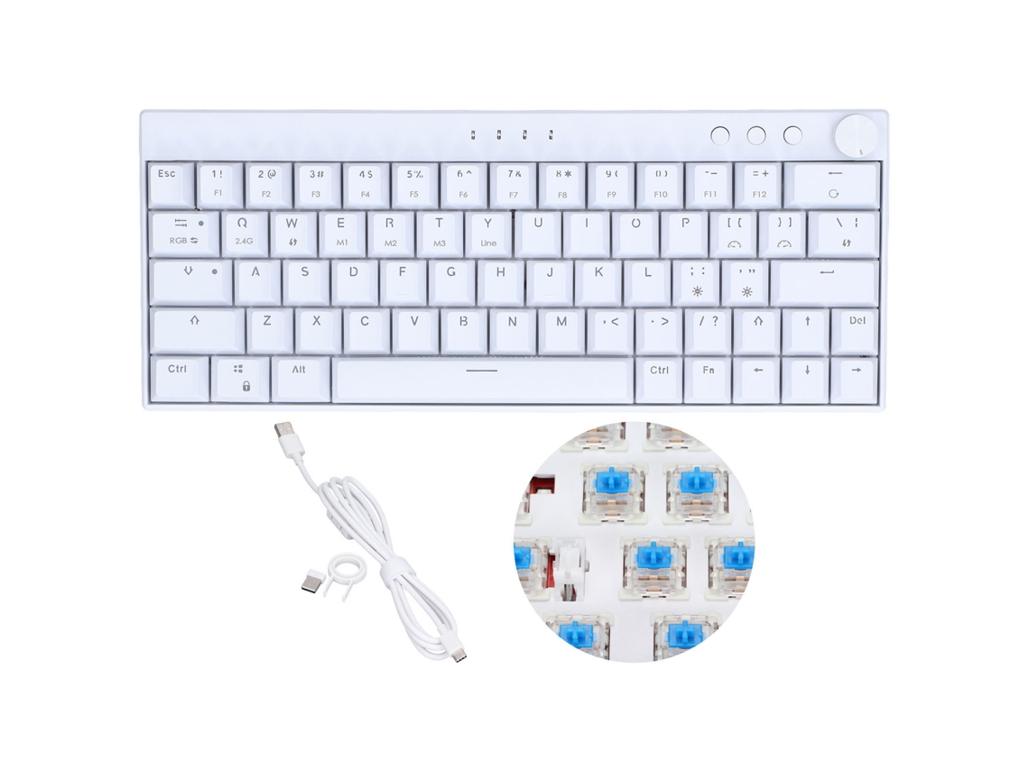 Aetheria teclado Mecânico 64 Teclas Rgb 3 Modos Interruptor Azul Branco Ergonomico Compativel Ios
