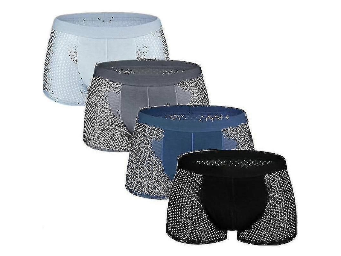 Boxers de Malha para Homem em Fibra de Bambu e Seda Gelada Solid Color Diário, Festa, Casamento Set 4a
