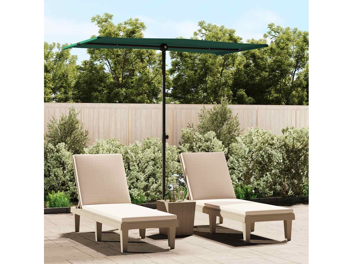 Vidaxl Guarda-sol De Jardim Com Poste De Alumínio 180x110 Cm Verde