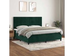 Vidaxl Cama Com Molas/colchão 200x200 Cm Veludo Verde-escuro