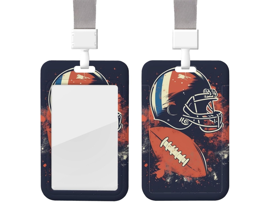 Porta Crachá Com Estampa De Futebol Americano E Cordão, Porta Cartão De Identificação, Capa Protetora Vertical