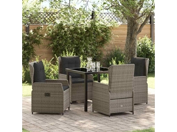 Vidaxl Conjunto De Jantar Para Jardim 5 Pcs Cinzeto Vime Pe