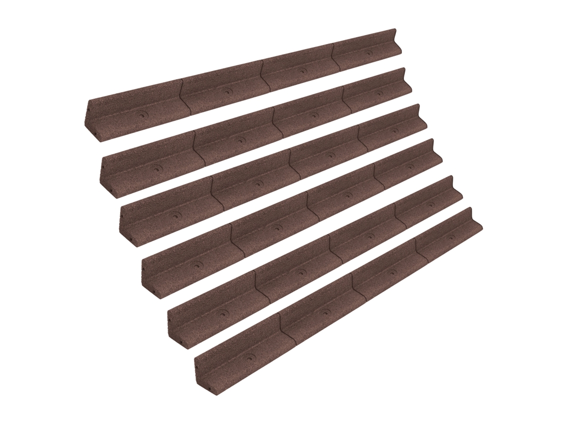 Borda Flexível Para Jardim 6 X 1,2 M Castanha Com Estacas E Conectores, Delimitador Para Relva E Canteiros, Borracha