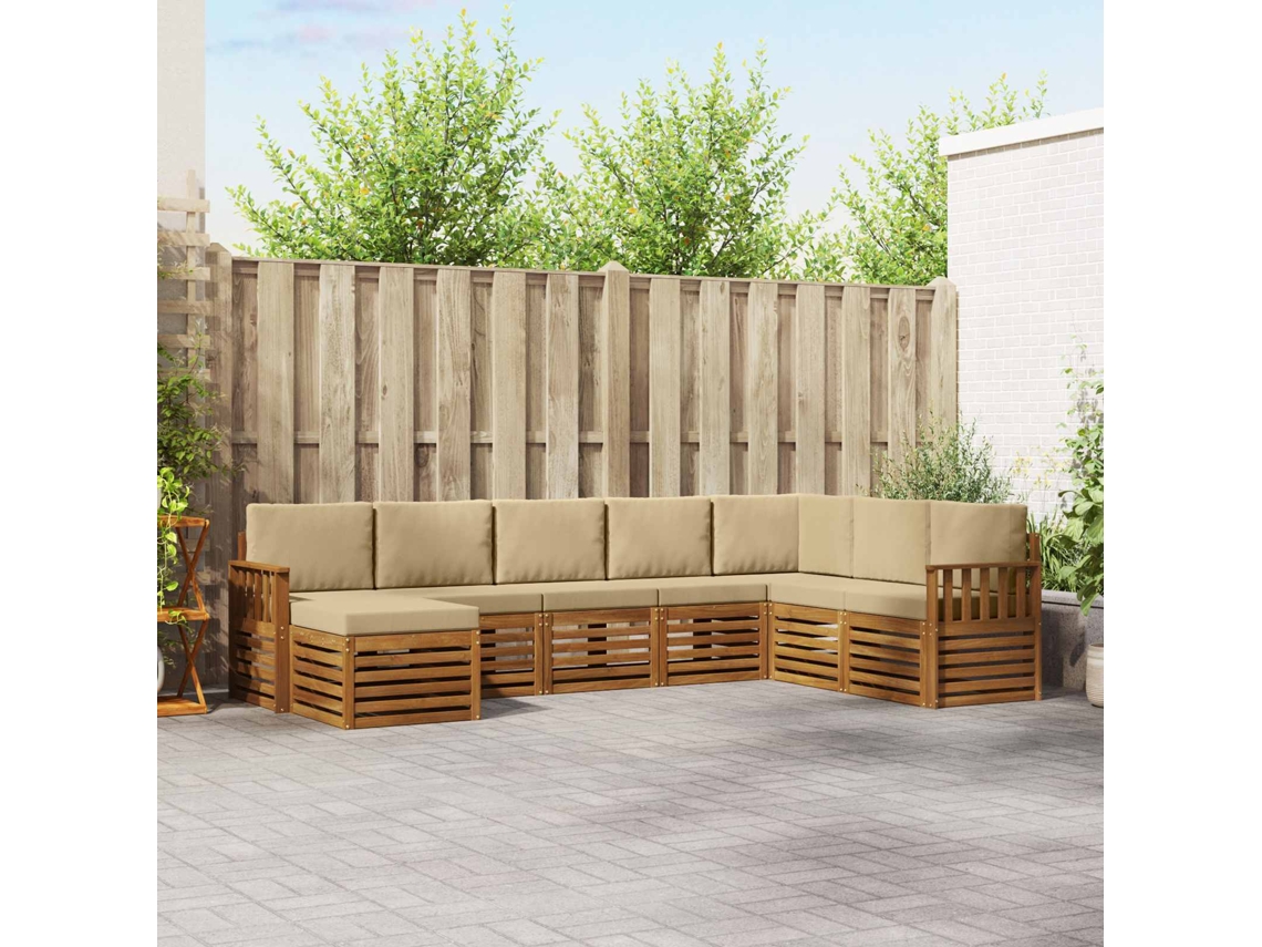 Vidaxl Conjunto De Sofás Para Exterior 8 Unid. Natural E Bege