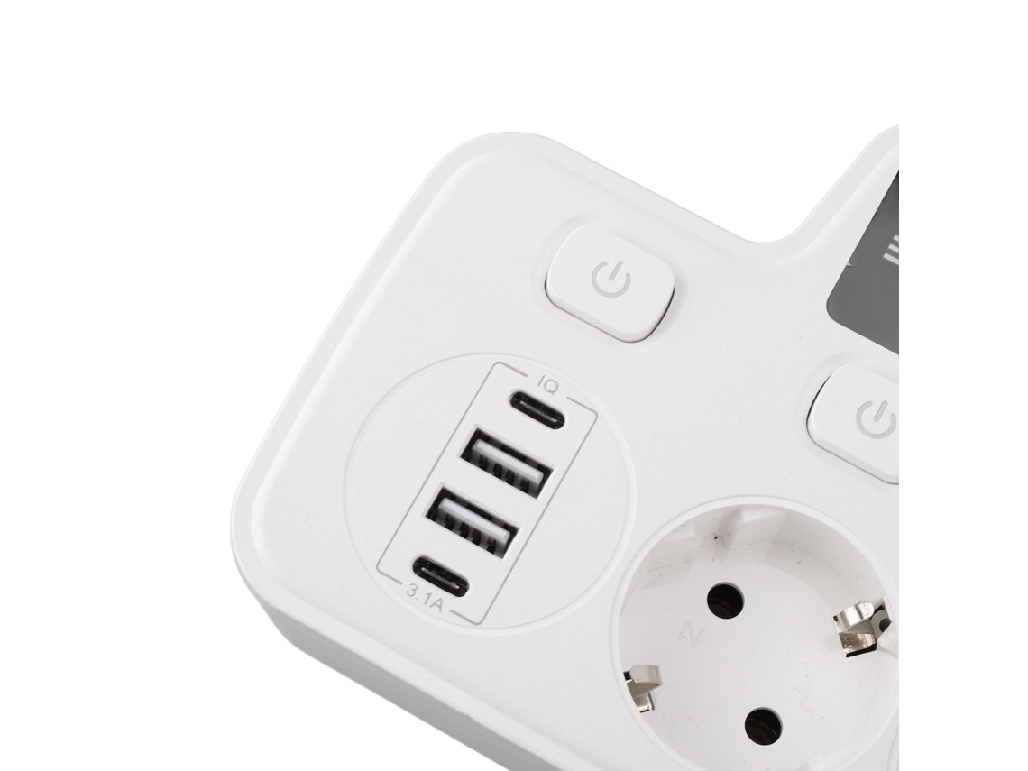 Laxiscreed Toma Conversora Com 2 Usb-a E 2 Usb-c, Interruptor, Compatível Com Europa E Fácil Montagem Na Parede