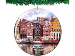Canal Jordaan Amsterdã Países Baixos Decoração Colecionável Lembrança de Viagem Cidade Porcelana Dupla