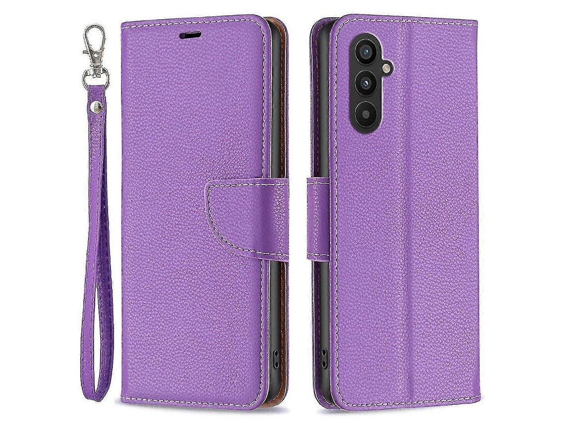 Capa Carteira Para Samsung Galaxy A25 5g Com Textura De Lichia, Suporte, Proteção Contra Quedas E Alça.