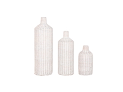 Conjunto de 3 Vasos de Rattan com Metal Natural, 25x25x81cm ALEXANDRA HOUSE LIVING