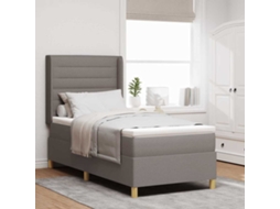 Vidaxl Cama Box Com Fitas Led Cinzento-acastanhado 90 X 190 Cm Tecido