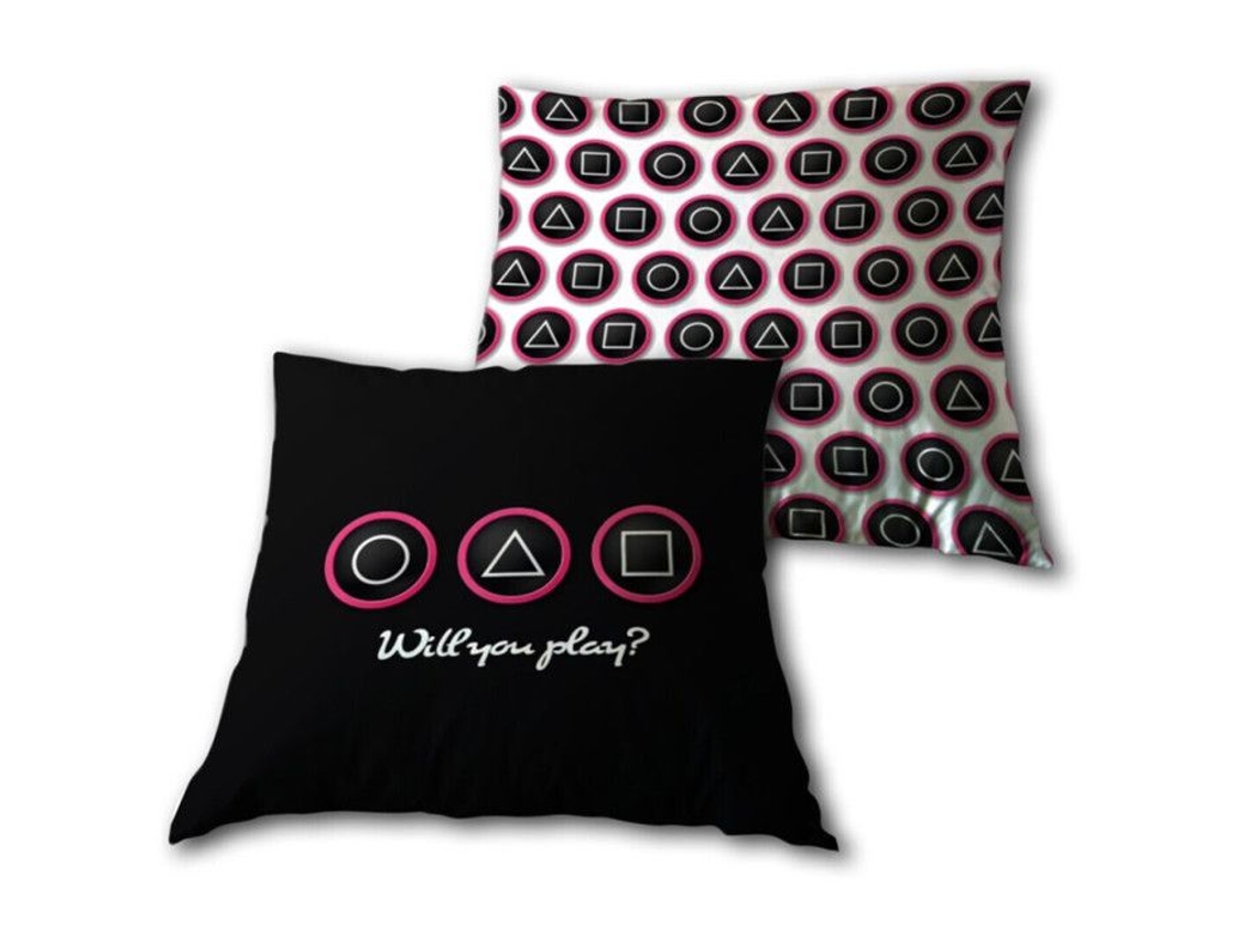 Almofada - Aymax - Squid Game - 35x35 Cm - Preto - Poliéster - Criança