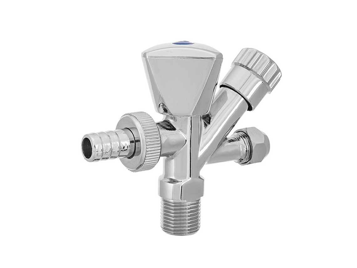Válvula de Conexão de Entrada 1/2 X 3/4 para Máquina de Lavar com Saída X Torneira M10 de Cromo