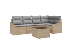 Conjunto 6 Sofá Exterior Vidaxl Bege Vime Pe (233,5 X 123,5 X 85 Cm)
