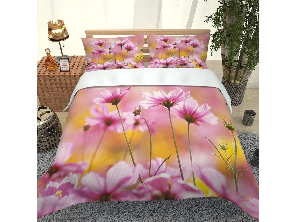 Capa de Edredom Pequenas Flores em Microfibra Fronha 140x200cm