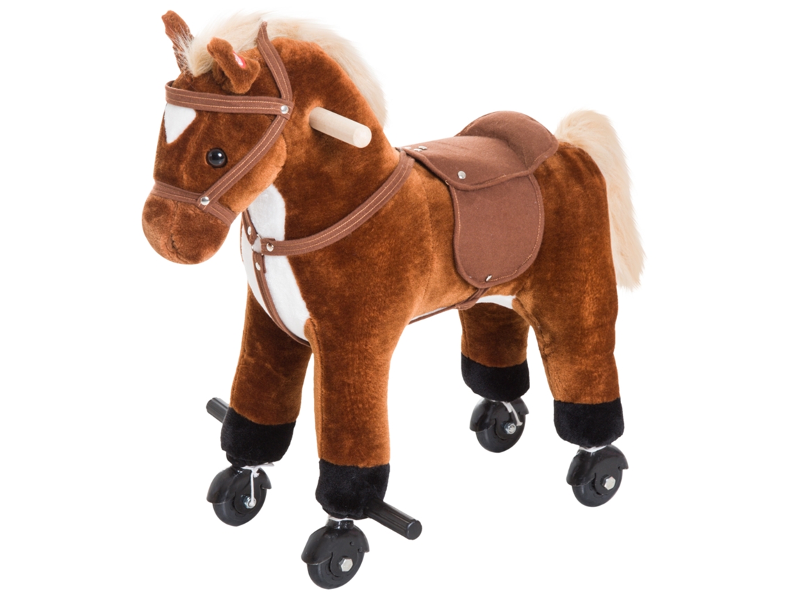 Cavalo Para Crianças Acima De 36 Meses Com Rodas Sons De Relincho E Pedais Carga 60 Kg 55x23x60 Cm Marrom