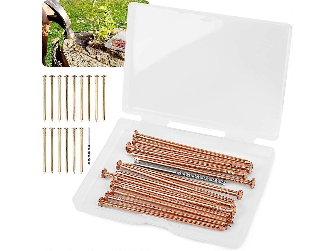 25 Pregos De Cobre Para Eliminar Toco De Árvore, 3,15 Polegadas Com Broca, Removedor De Toco Para Árvores