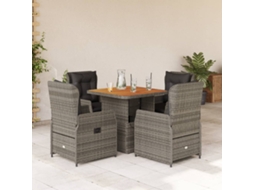 Vidaxl 5 Pcs Conjunto De Jantar P/ Jardim C/ Almofadões Vime Pe Cinza