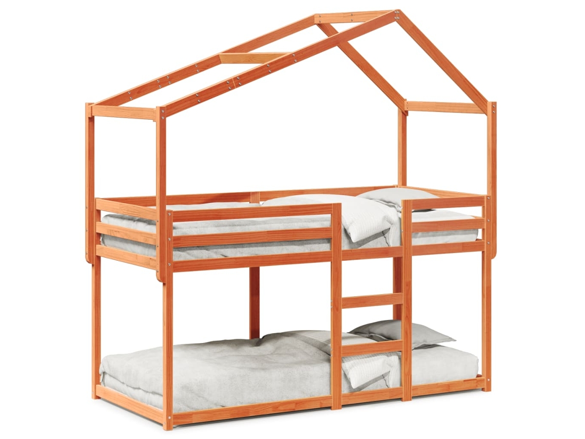 Bunk Bed, Bunk Beds Vidaxl Marrom Madeira De Pinho (90 X 200 Cm)