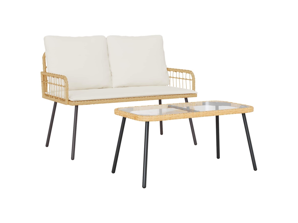Vidaxl Conjunto De Jantar Para Jardim 2 Unid. Natural Vime Pe