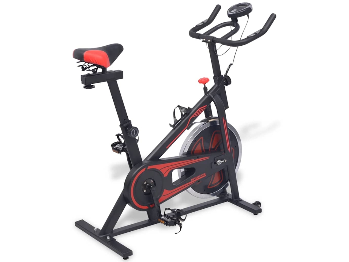 Vidaxl Bicicleta De Treino C/ Sensores De Pulso Preto E Vermelho