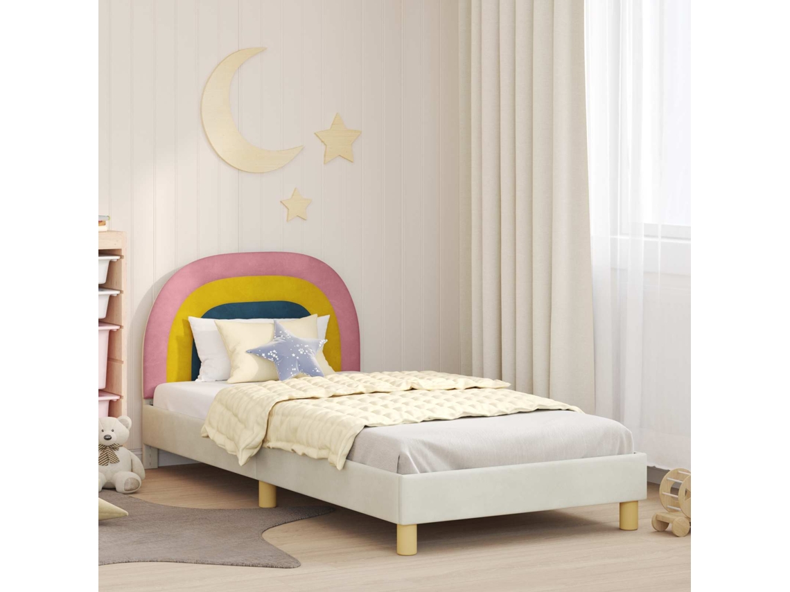 Vidaxl Estrutura de Cama Infantil com Cabeceira Creme 90 X 200 Cm