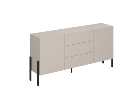Cômoda Bege para Cozinha e Sala Moderna com 3 Gavetas e 2 Portas 184x40x89cm Sibel Ims Helvetia