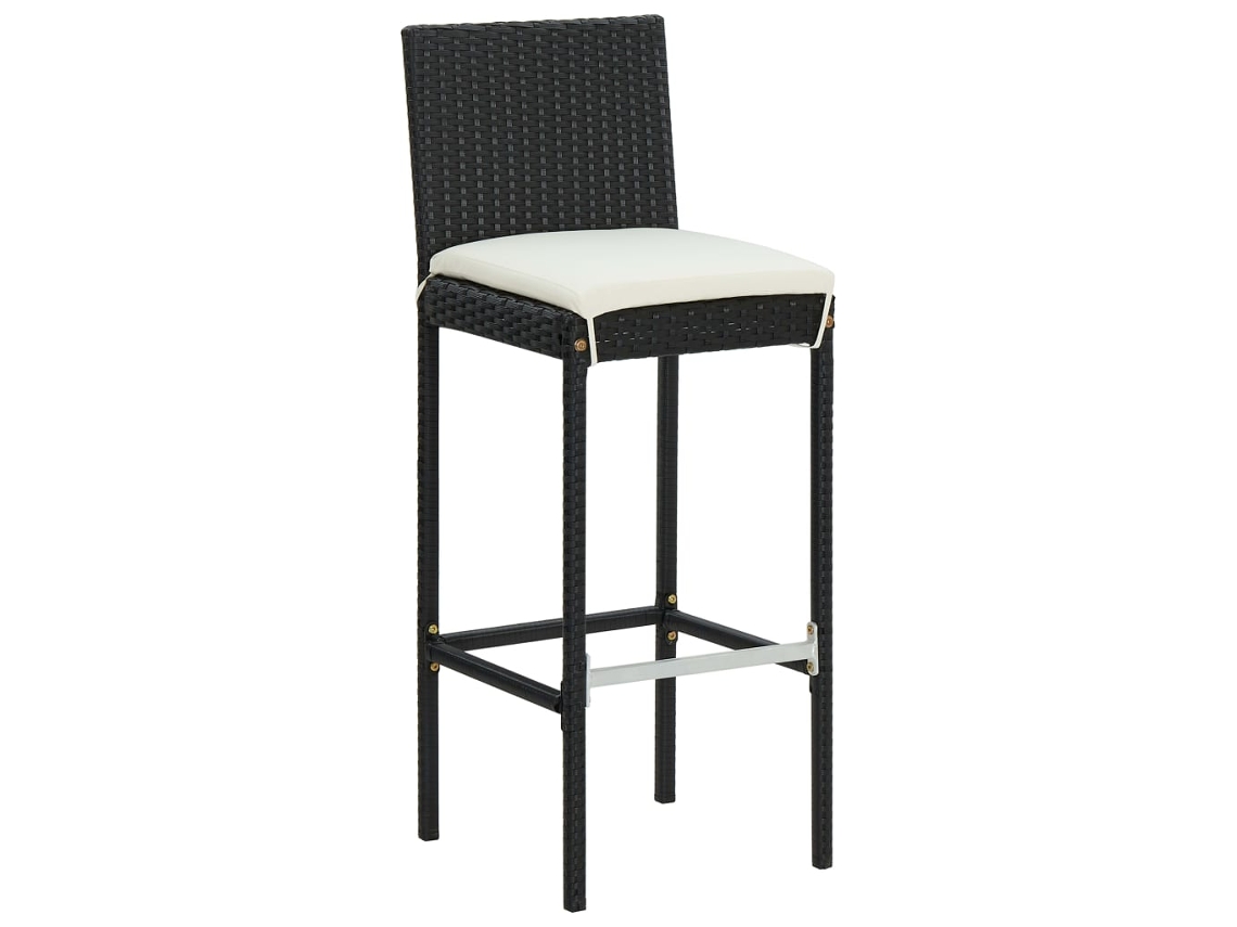 Bancos De Bar Com Almofadões Para Jardim 2 Pcs Vime Pe Preto