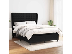 Vidaxl Cama Com Molas/colchão 140x200 Cm Tecido Preto