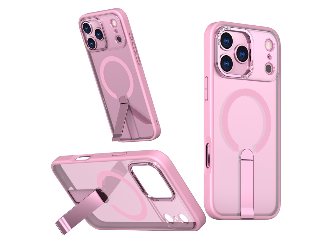 Capa Magnética Para Celular Com Estrelas E Suporte Fosco.rosa - Iphone 16 Pro Max