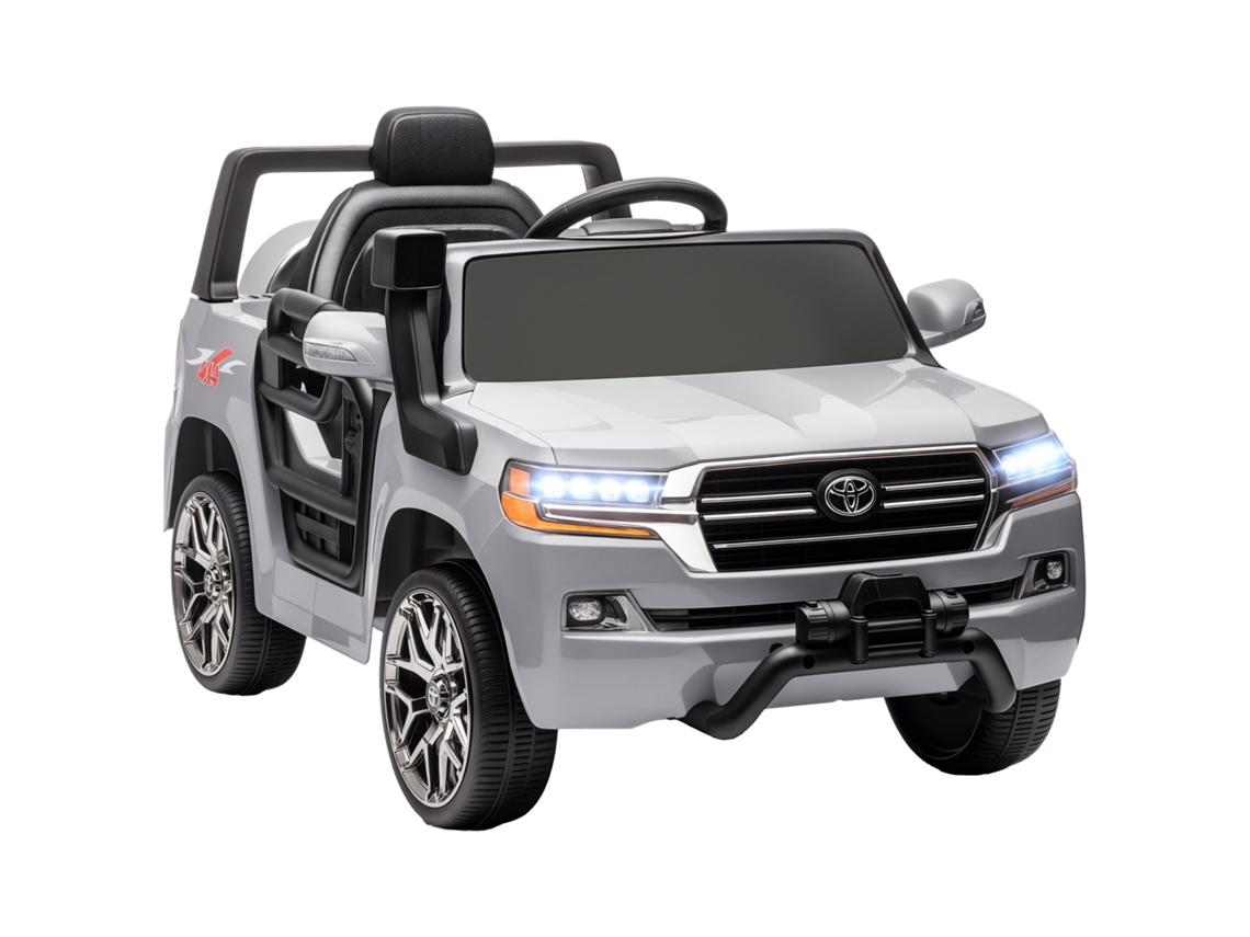 Carro Elétrico para Crianças Toyota Land Cruiser 12v com Faróis Buzina Arranque Lento e Música Mp3 107x65x55,5 Cm Cinza pt