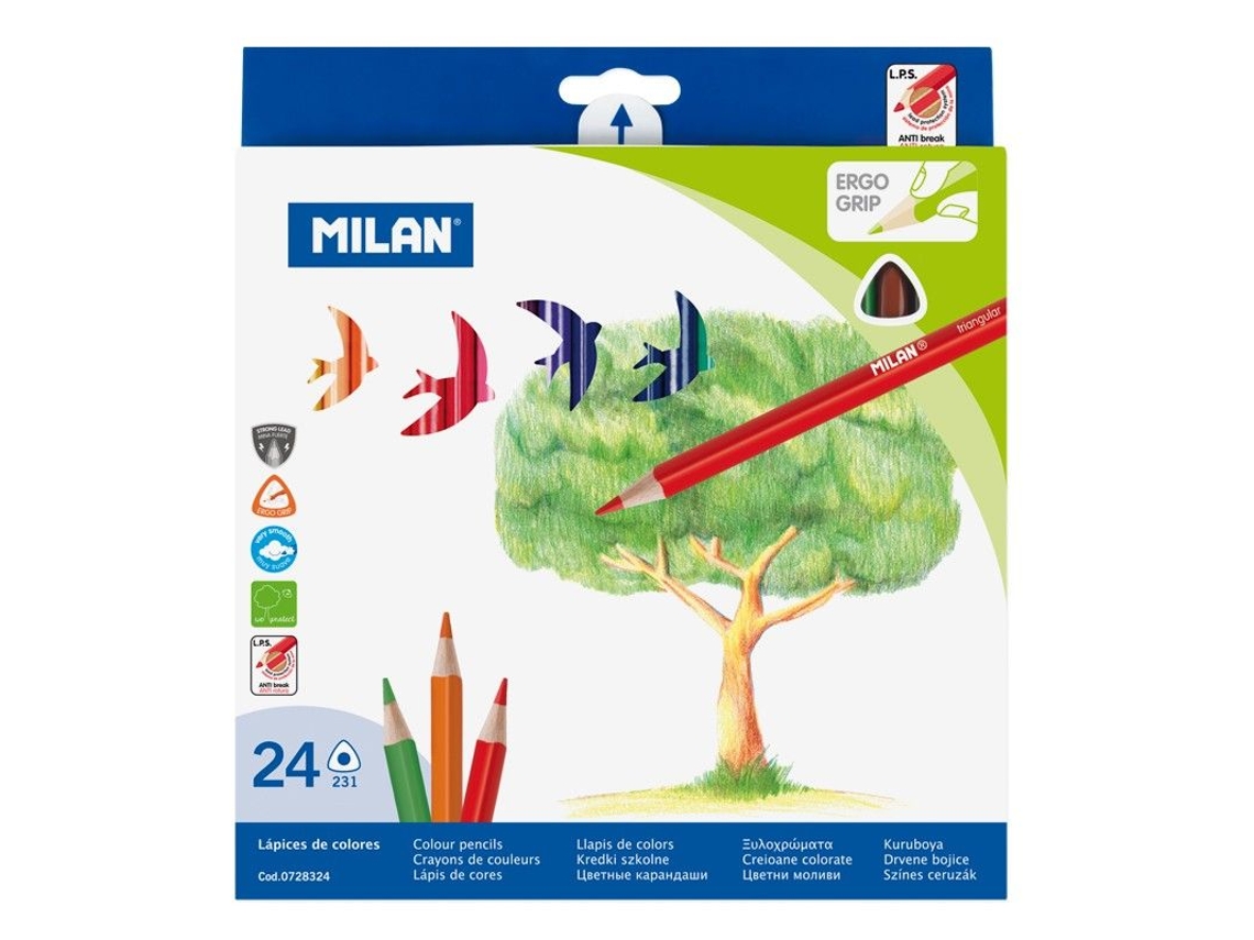 MILAN Caixa com 24 Lápis de Cor Triangulares