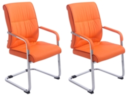 Conjunto de 2 cadeiras cantilever XXL Anubis em imitação de pele laranja CLP