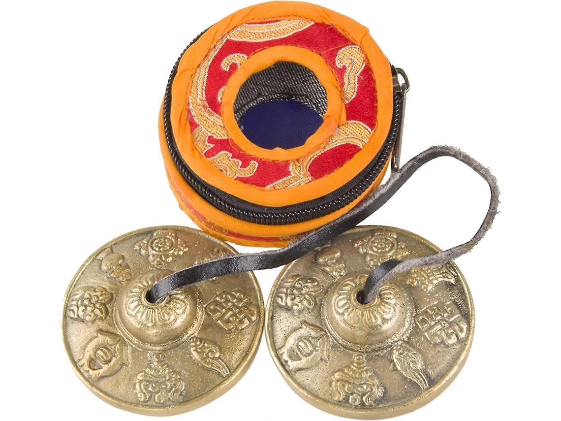 Sino Tingsha Tibetano Com Estojo Bonito, Címbalos Nepaleses Para Cura Sonora, Yoga, Meditação, Atenção Plena, Sinos De Sino, Astamangal-oito Auspicios