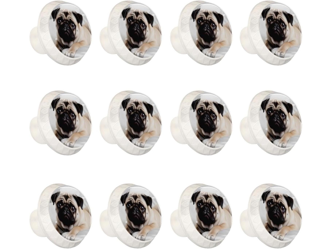 Puxadores E Maçanetas Redondas Para Armários De Cozinha, Conjunto De 12 Peças, Com Estampa De Bulldog