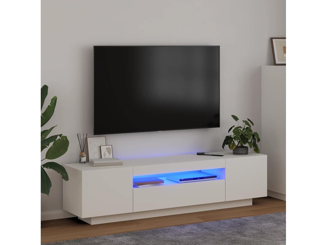 Vidaxl Móvel De Tv Com Luzes Led 160x35x40 Cm Branco