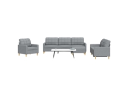 Vidaxl 4 Pcs Conjunto De Sofás Com Apoio De Pés Tecido Cinzento-claro