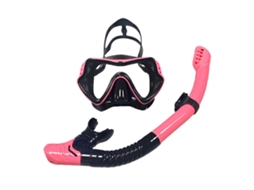 Conjunto De Snorkeling Rosa Escuro, Snorkel Seco Com Topo Seco E Máscara De Vidro Temperado, Visão Hd 180°, Antivazamento
