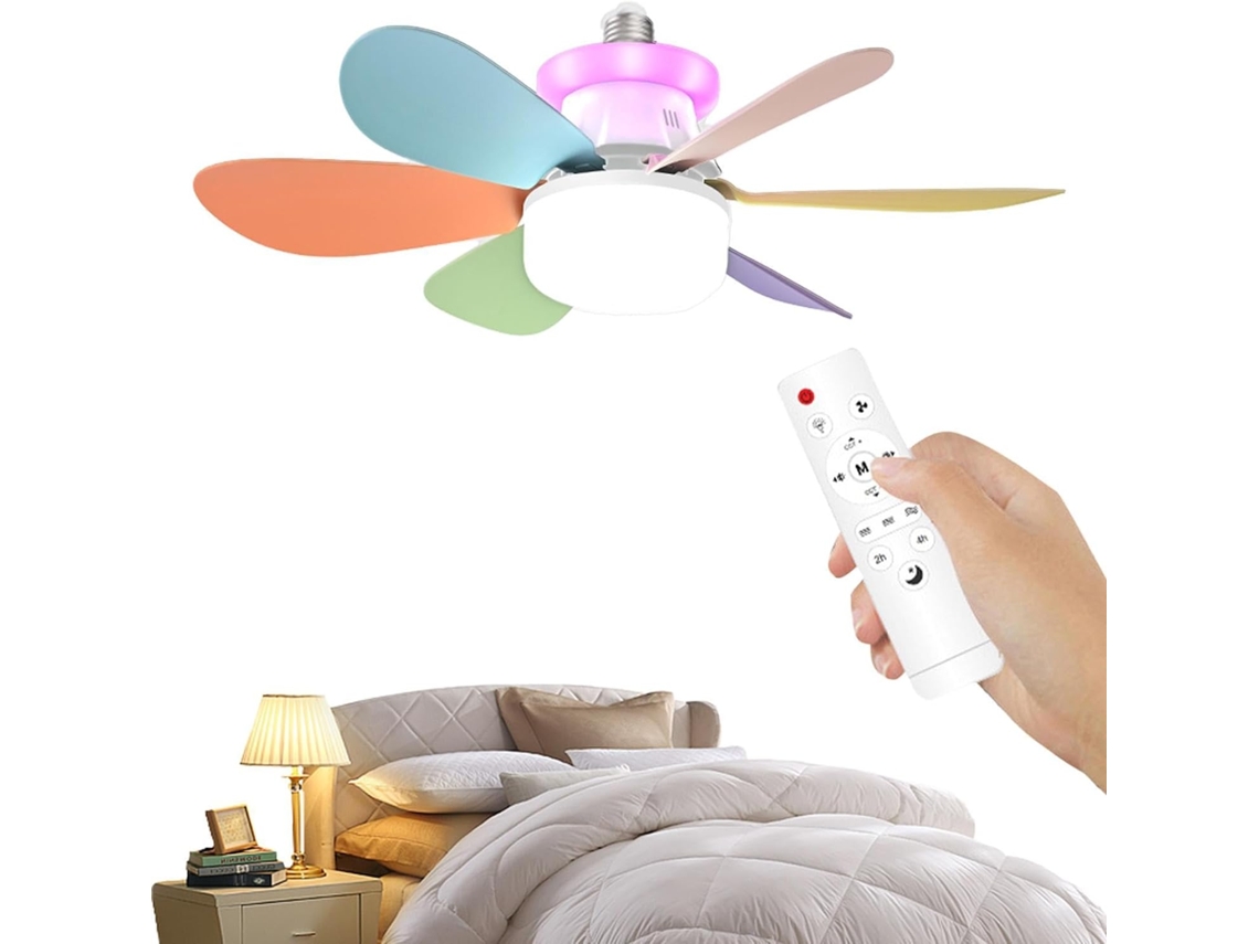 Ventilador De Teto Com Luz Led, Lâmpada Ambiente Rgb, Dimerizável 3