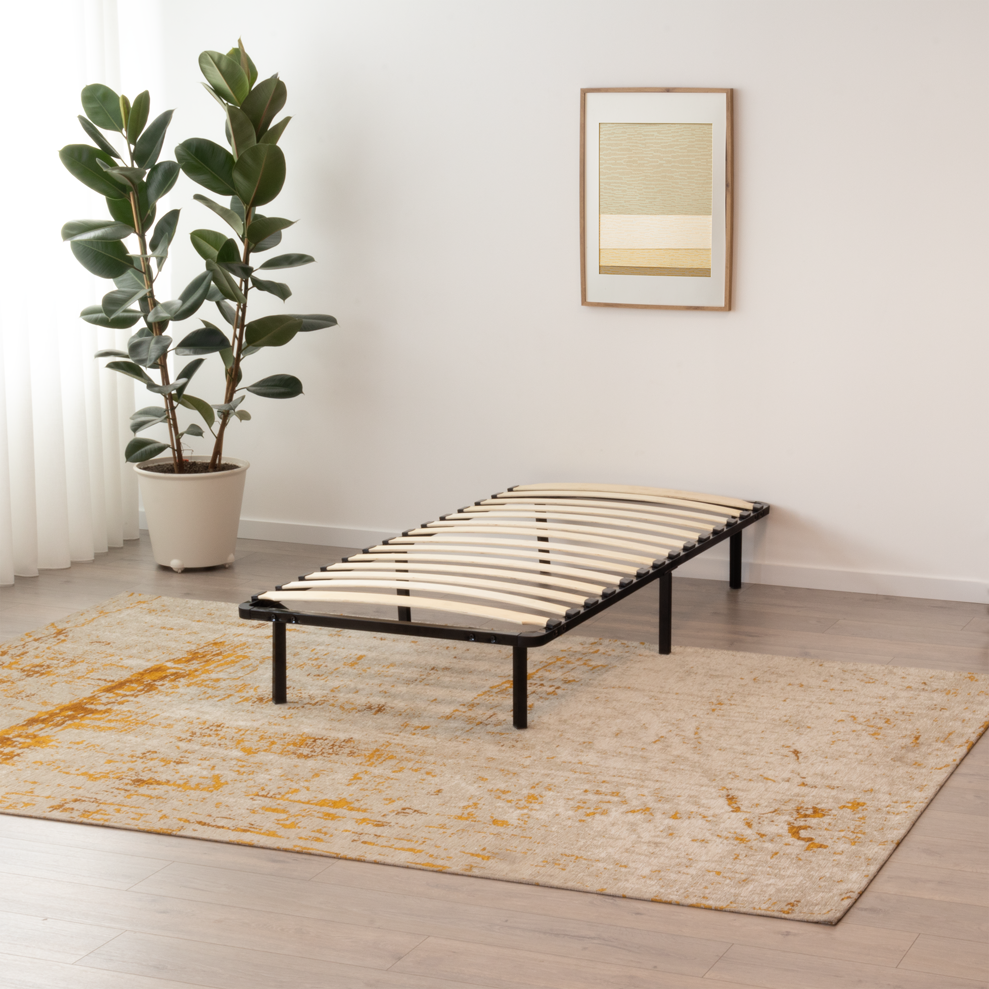 Cama Namara Em Aço 90x190cm Cor Preto – Altura 36 Cm Com Arrumação