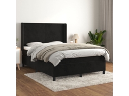 Vidaxl Cama Com Molas/colchão 140x190 Cm Veludo Preto