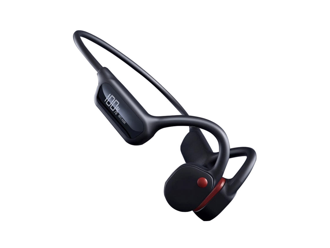 Fones de Ouvido Bluetooth Sem Fio, Compatíveis com Condução Óssea, Visor Digital, À Prova D'água e Armazenamento em Cartão Sd. MDUG (preto)