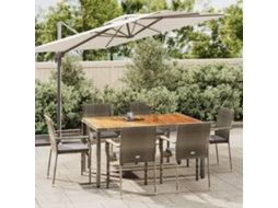 Vidaxl 7 Pcs Conjunto De Jantar P/ Jardim C/ Almofadões Vime Pe Cinza