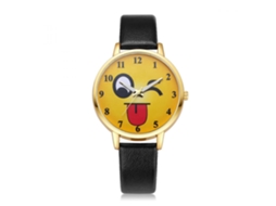 Relógio de pulso analógico preto Ivpai com pulseira de PU e movimento de quartzo.