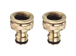 Adaptador De Torneira De Jardim De Latão 2 Em 1 Com Rosca Bsp 3/4" E 1/2" - 2 Unidades