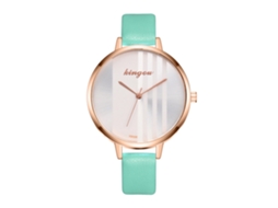 Relógio de Pulso Feminino de Quartzo com Pulseira Pu Estilo Moderno Creme Menta