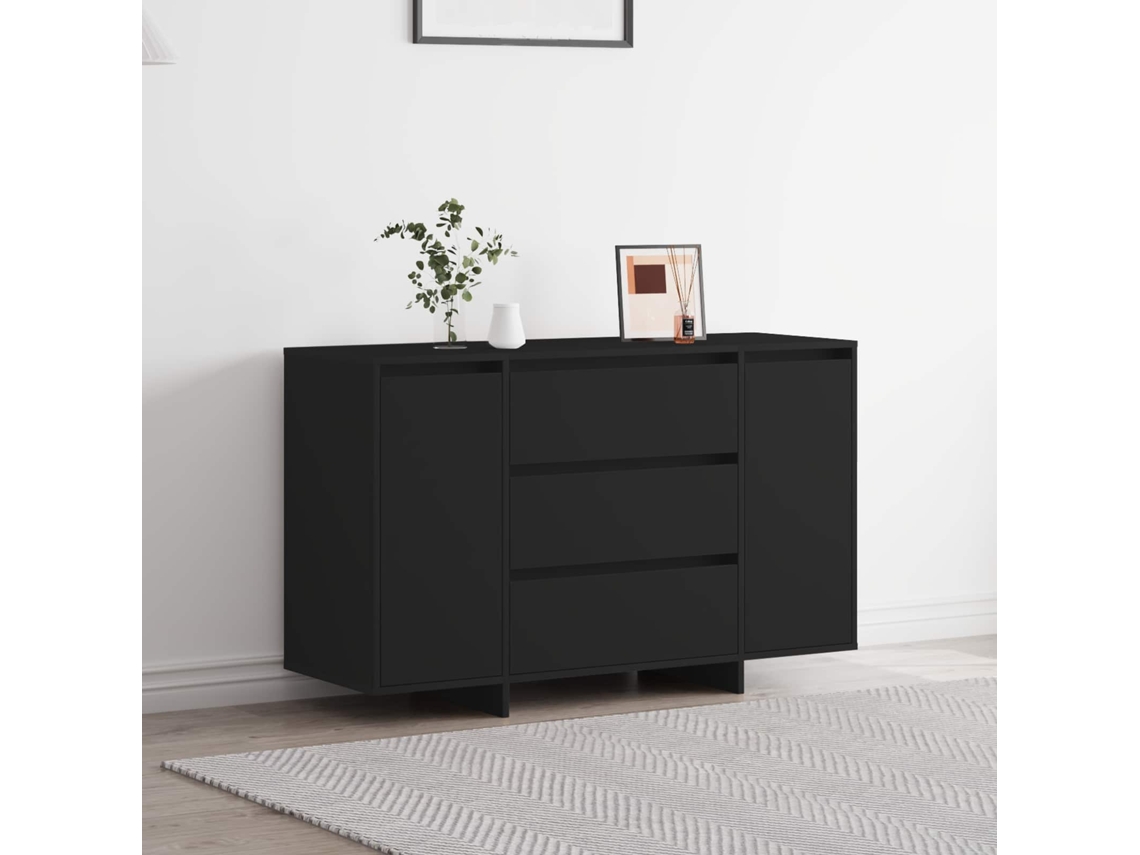Vidaxl Buffet Com Gaveta Preto 120 X 41 X 75 Cm Madeira Processada