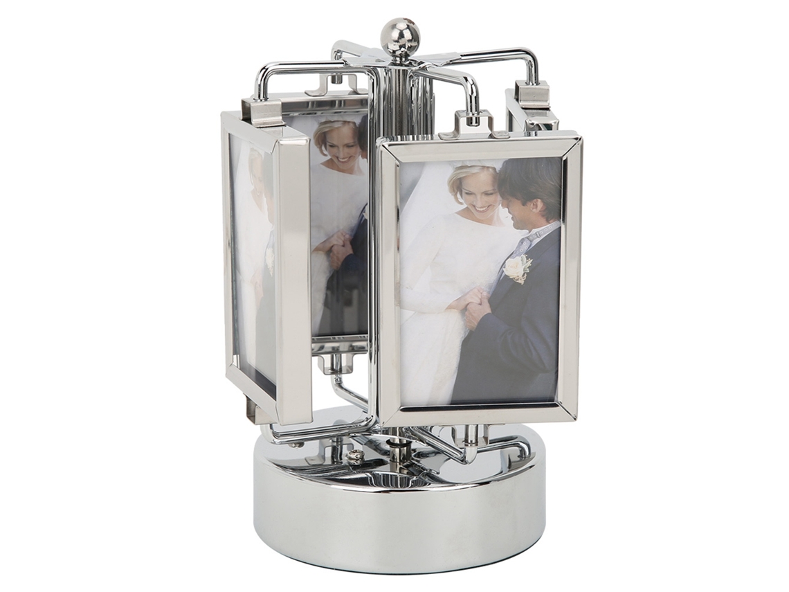 Moldura de foto rotativa com caixa de música, 3x2 polegadas, decoração de sala ou quarto, metal, vidro | S/MARCA