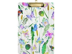 Prancheta Suspensa In Aquarela With Desenho De Borboleta E Flor, Perfeita O Verão E Ideal Crianças