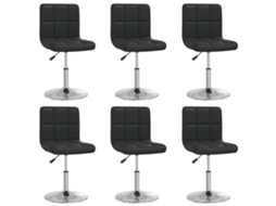 Vidaxl Cadeiras De Jantar 6 Pcs Couro Artificial Preto