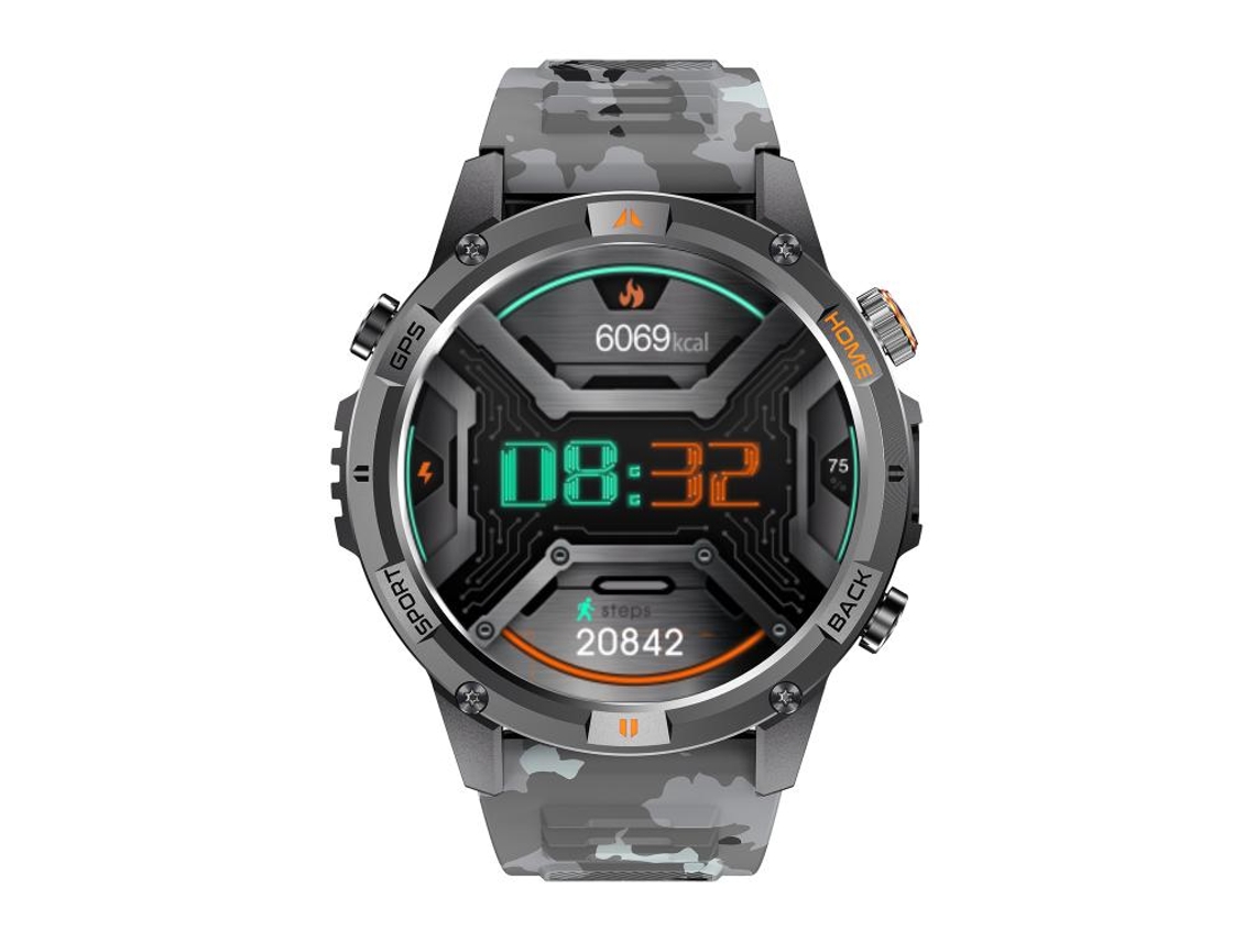 (cinza Camuflado) Smartwatch Esportivo Com Tela Redonda De 1,46 Polegadas, Chamadas Bluetooth, Gps